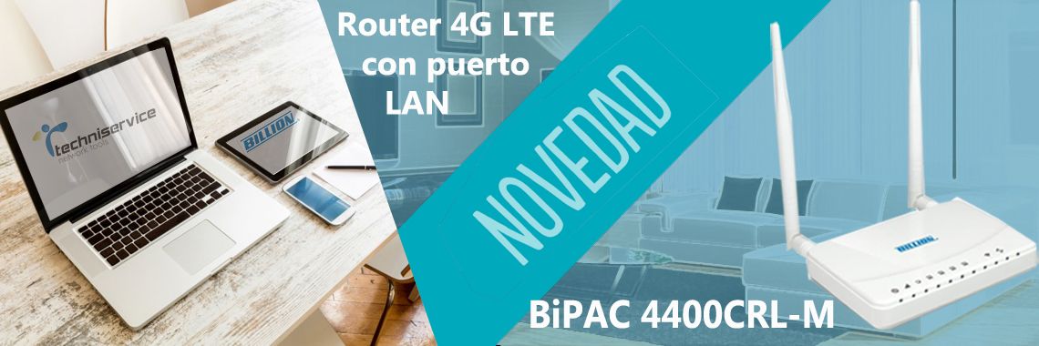 BiPAC 4400CRL-M Router 4G LTE puerto LAN Banner Techniservice